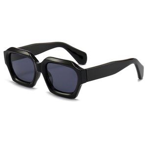 Black Tint Lens Wrap Around Swift Sport Shades Square Black Frame Sunglasses
